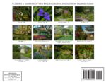 Cover page for Flowers & Gardens of New England Scenic Engagement Calendar 2027 showing a grid of garden photos from various New England towns like Ogunquit, Southborough, Blithewold, and Barnstable to illustrate the calendar.